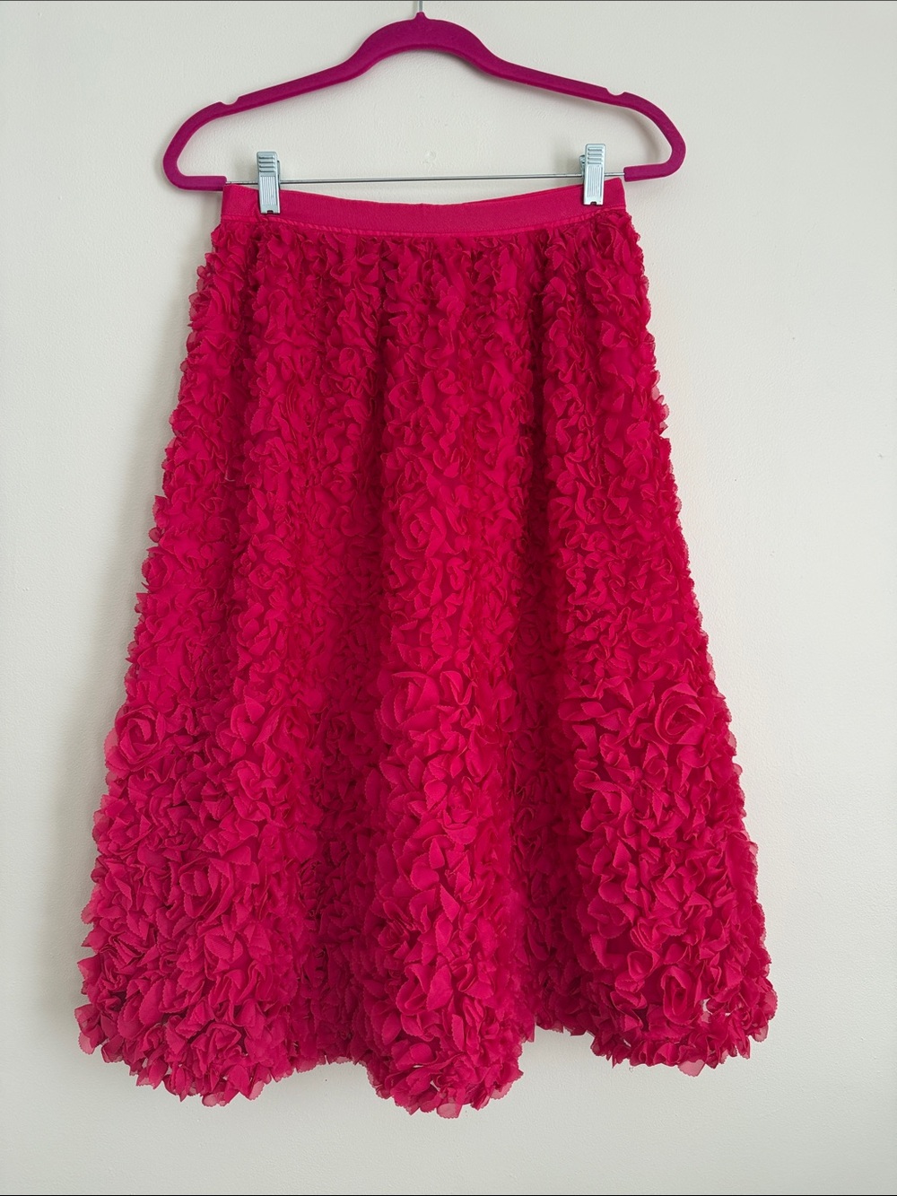 Maeve Textured A-Line Skirt in Bright Fuchsia Pink